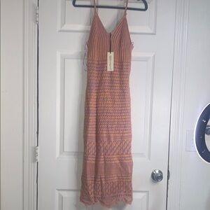 Orange and Purple Ruffled Tiered Midi Dress